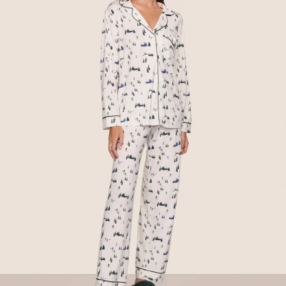 Eberjey White and Blue Pajama Set
